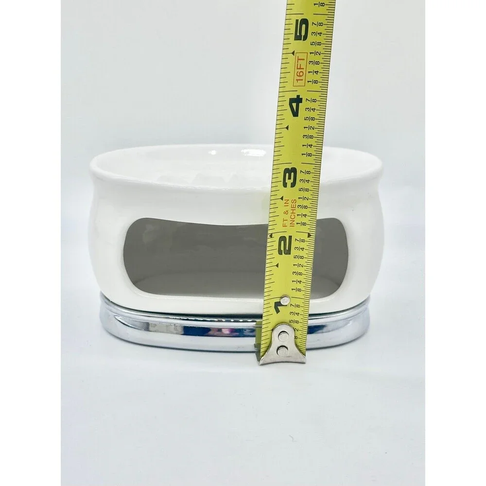 White Oval Ceramic Soap Bowl Dish storage for sponges loofahs or wash cloth.